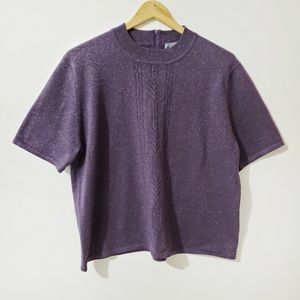 KORET Short Sleeve Knit Top Purple Size M